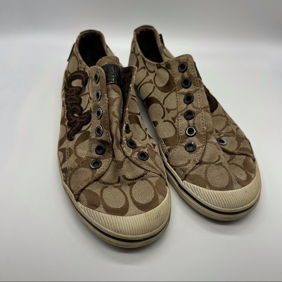 Coach Brown & Tan Keely Slip On Sneakers - Picture 1 of 7